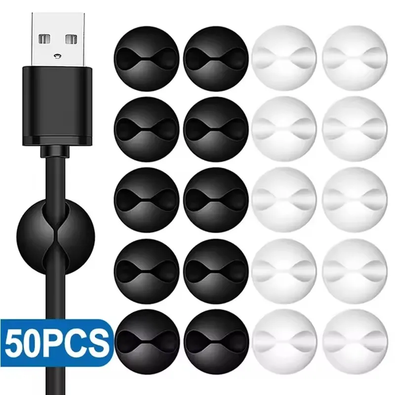 Mini Electronics Gadgets - 5/50 stuks mini-kabelorganizer siliconen USB-kabelopwinder managementclips